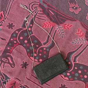 Black Beaded Clutch with Chain Strap